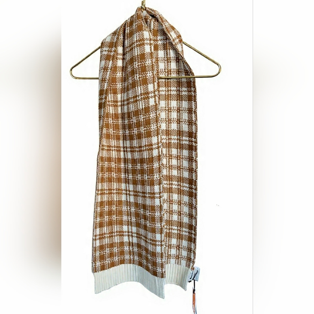 Timberland Brown and White Plaid Scarf Cabincore, Streetwear